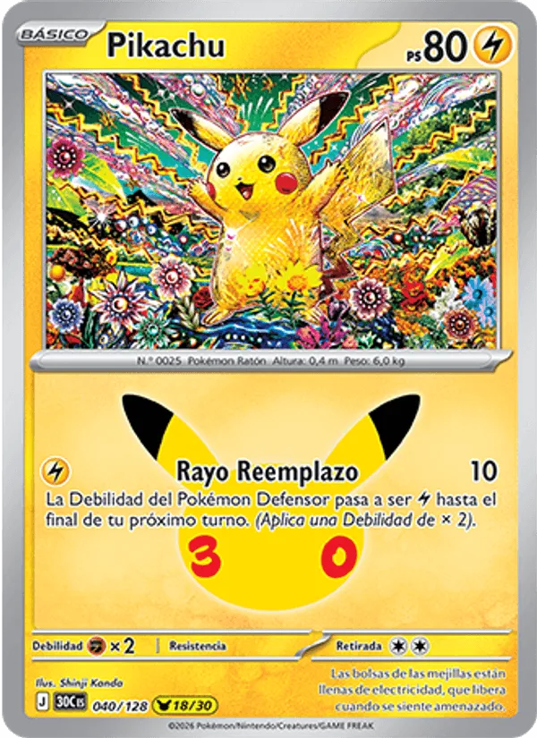 Pikachu · Celebración 30.º Aniversario 040/128