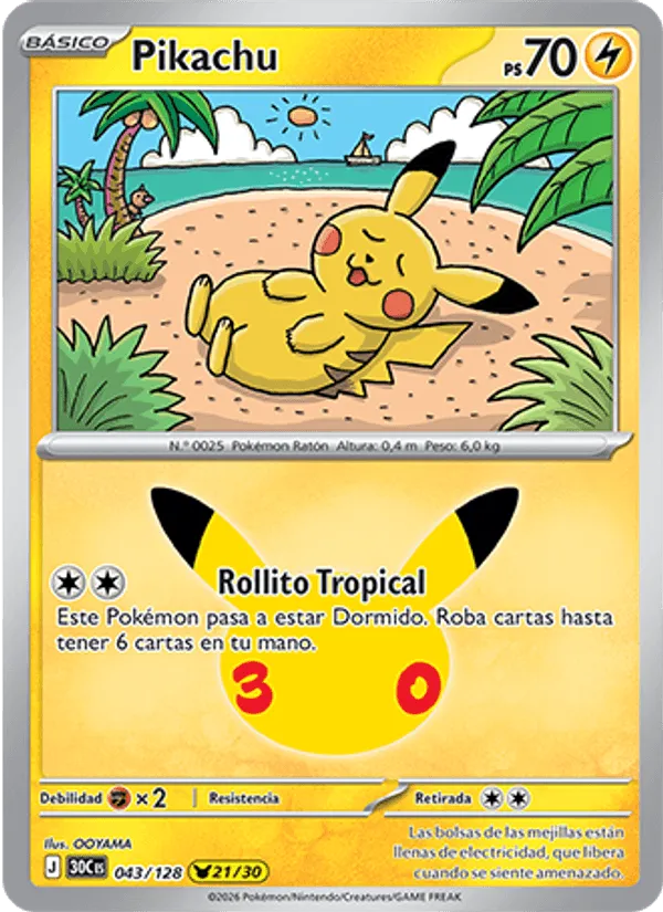 Pikachu · Celebración 30.º Aniversario 043/128