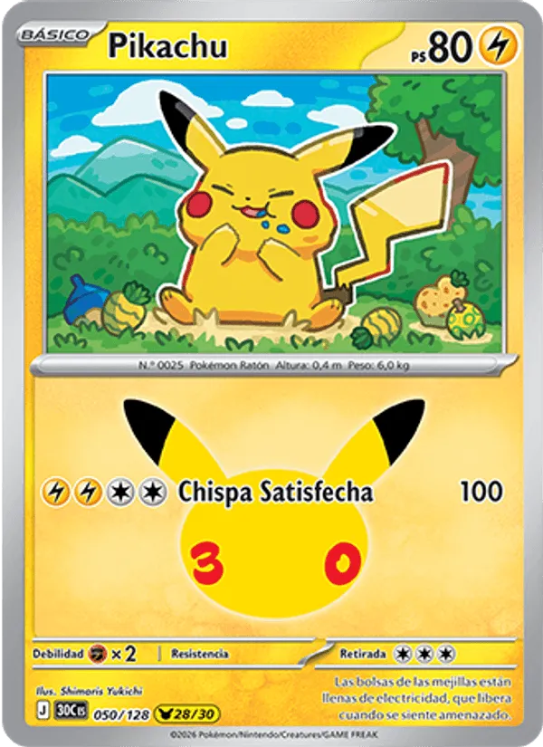Pikachu · Celebración 30.º Aniversario 050/128