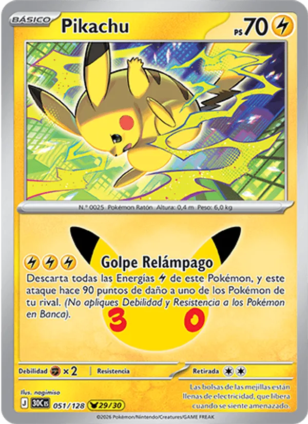 Pikachu · Celebración 30.º Aniversario 051/128