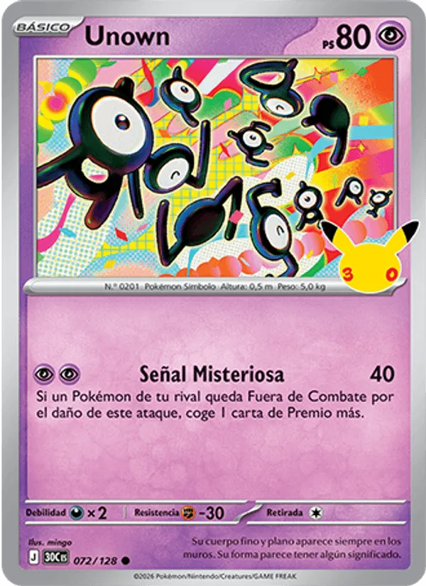 Unown · Celebración 30.º Aniversario 072/128