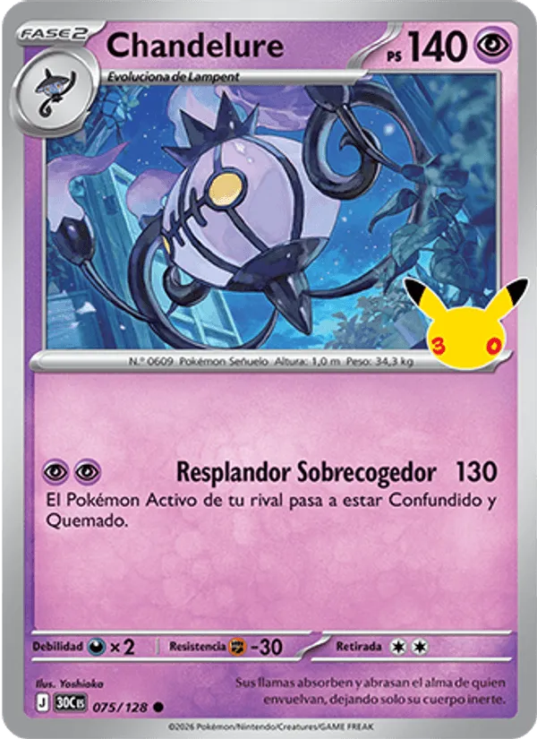 Chandelure · Celebración 30.º Aniversario 075/128