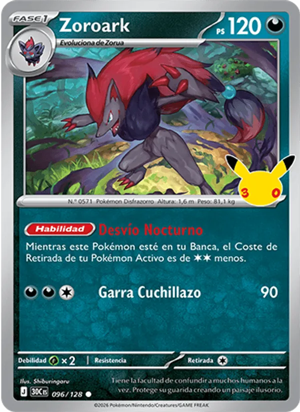 Zoroark · Celebración 30.º Aniversario 096/128