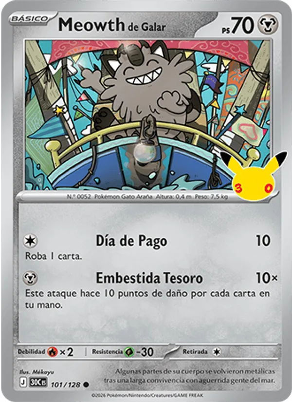 Meowth de Galar · Celebración 30.º Aniversario 101/128