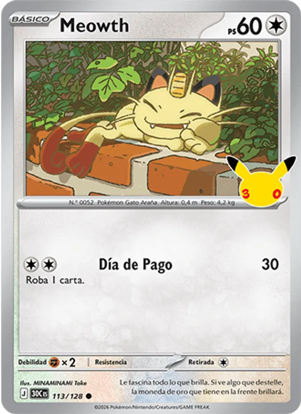 Meowth · Celebración 30.º Aniversario 113/128