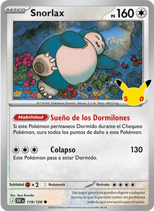 Snorlax · Celebración 30.º Aniversario 119/128