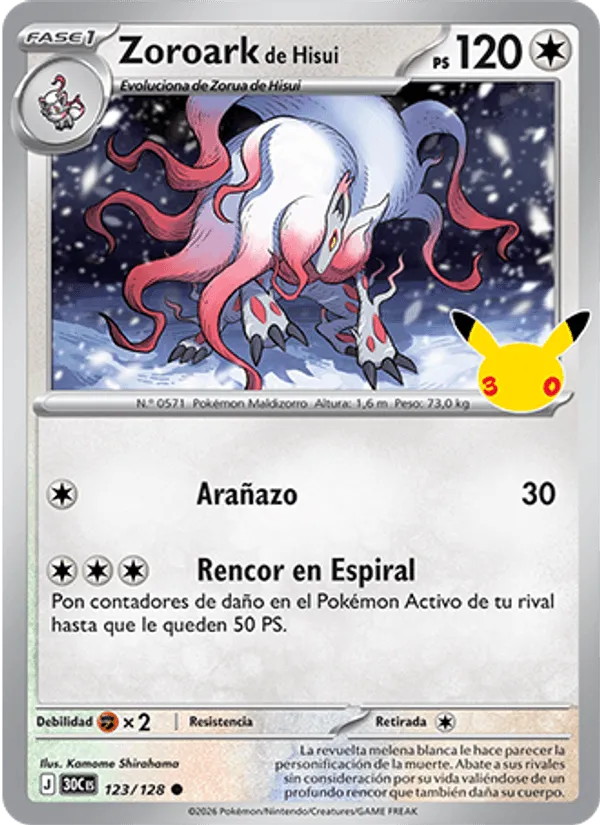 Zoroark de Hisui · Celebración 30.º Aniversario 123/128
