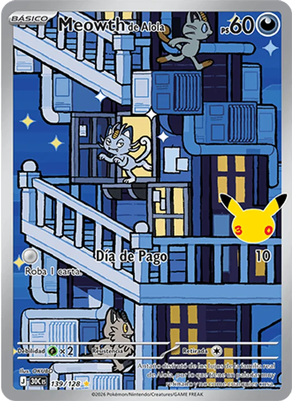 Meowth de Alola · Celebración 30.º Aniversario 139/128