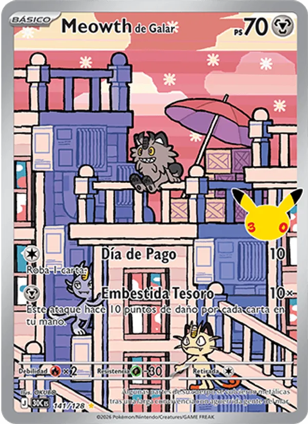 Meowth de Galar · Celebración 30.º Aniversario 141/128