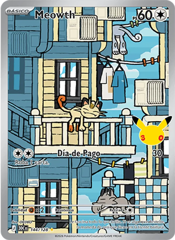 Meowth · Celebración 30.º Aniversario 144/128