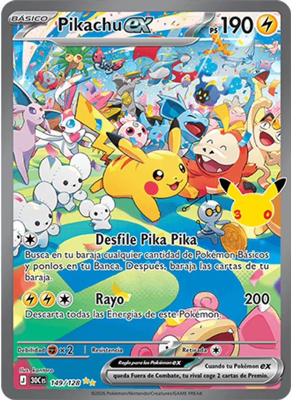 Pikachu ex · Celebración 30.º Aniversario 149/128
