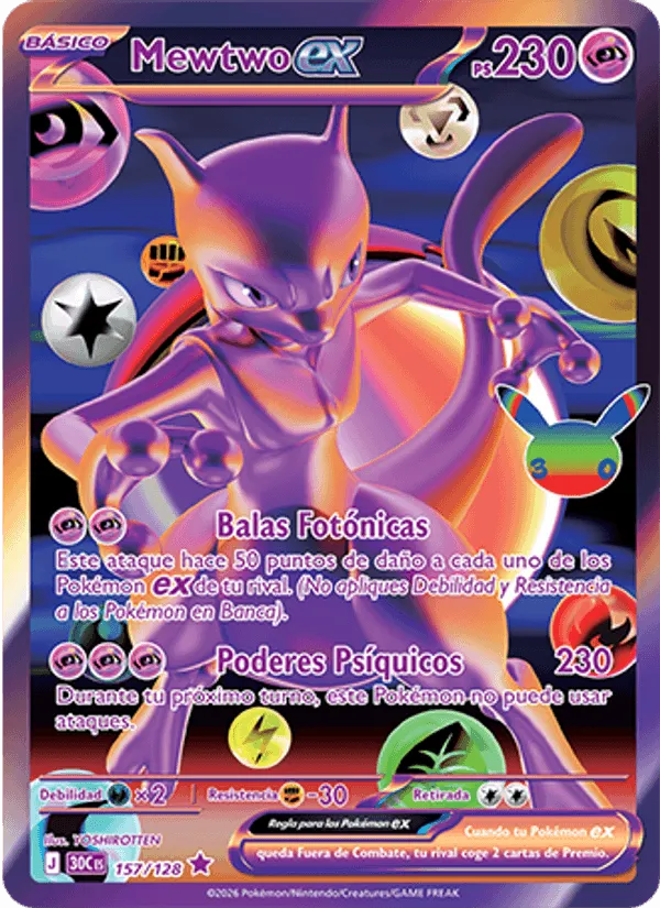 Mewtwo ex · Celebración 30.º Aniversario 157/128