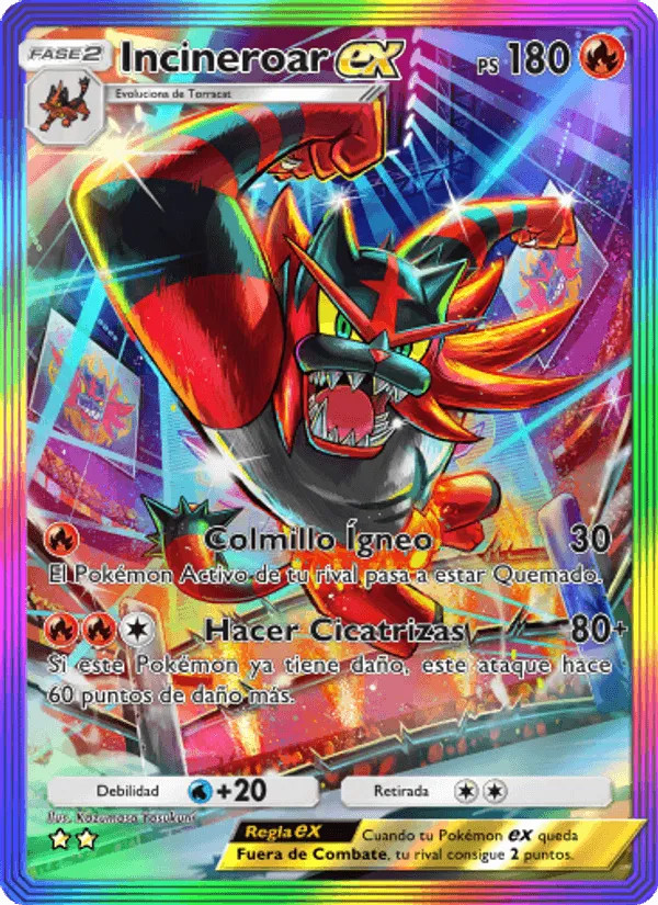 Incineroar ex · Guardianes Celestiales 200/155