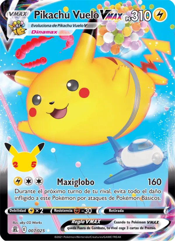 Pikachu Vuelo VMAX · Celebraciones 7/25