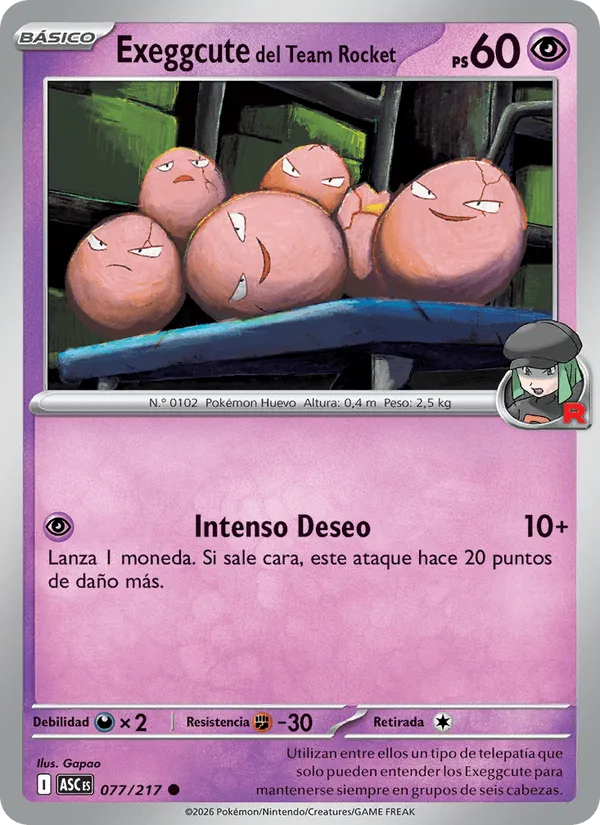 Exeggcute del Team Rocket · Héroes Ascendentes 077/217