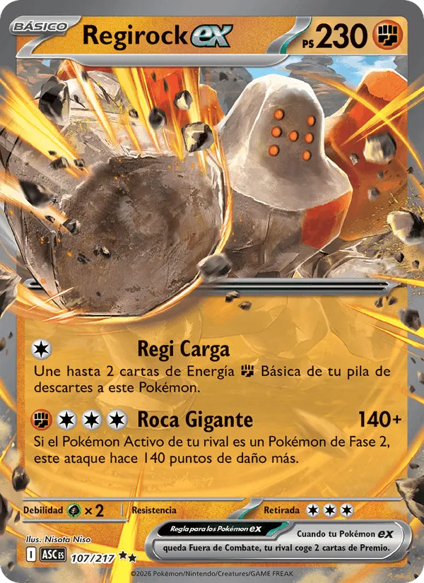 Regirock ex · Héroes Ascendentes 107/217