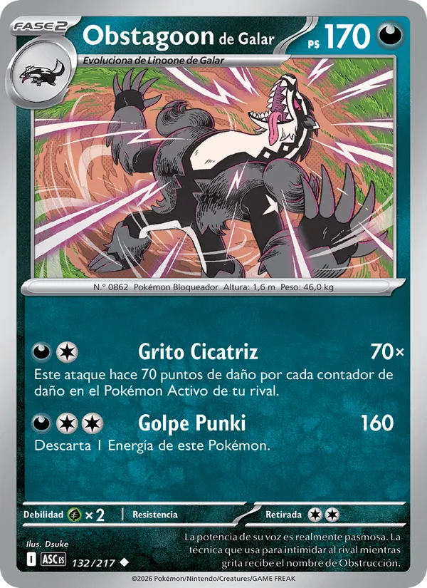 Obstagoon de Galar · Héroes Ascendentes 132/217