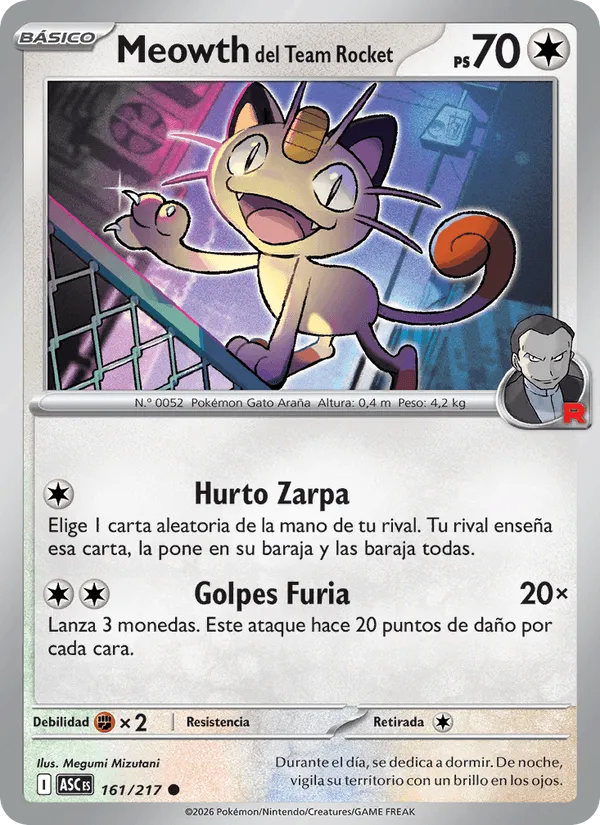 Meowth del Team Rocket · Héroes Ascendentes 161/217