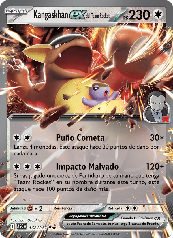 Kangaskhan ex del Team Rocket · Héroes Ascendentes 162/217