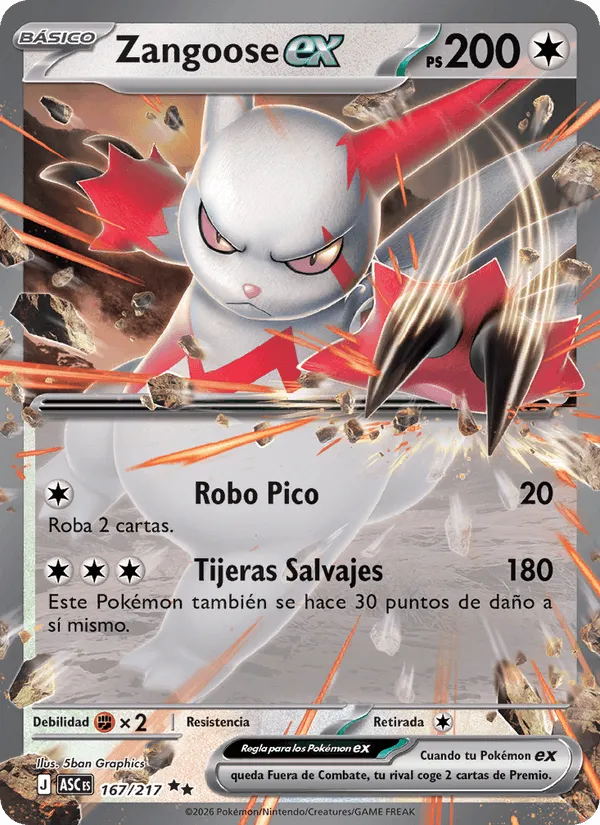 Zangoose ex · Héroes Ascendentes 167/217