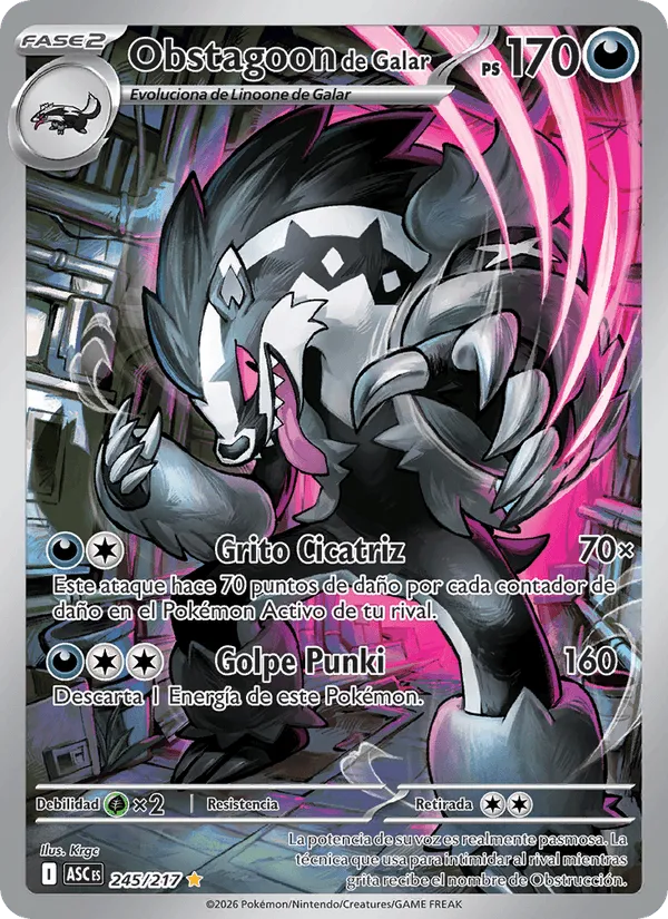 Obstagoon de Galar · Héroes Ascendentes 245/217