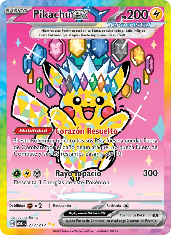 Pikachu ex · Héroes Ascendentes 277/217