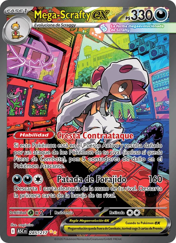 Mega-Scrafty ex · Héroes Ascendentes 285/217