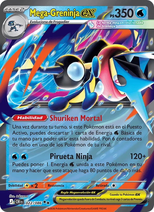 Mega-Greninja ex · Caos Creciente 022/86