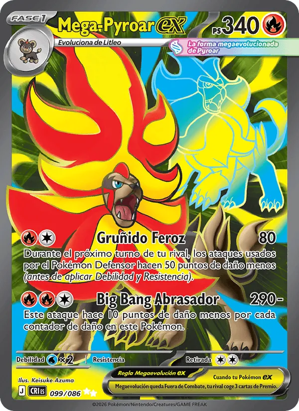 Mega-Pyroar ex · Caos Creciente 099/86