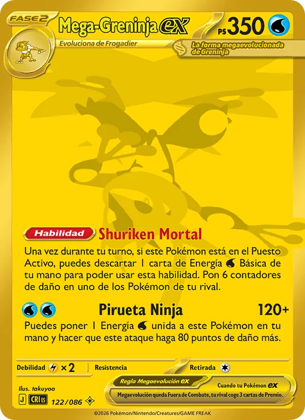 Mega-Greninja ex · Caos Creciente 122/86