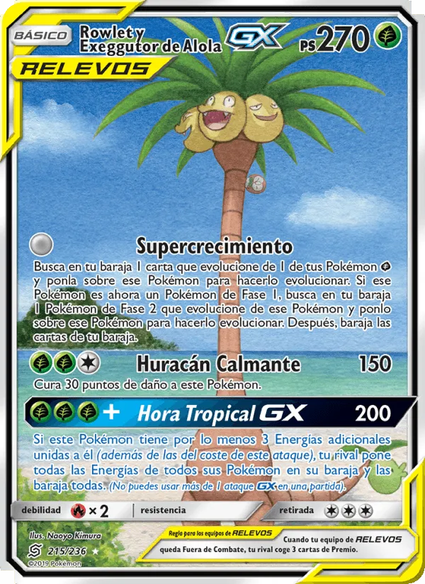 Rowlet y Exeggutor de Alola GX · Mentes Unidas 215/236