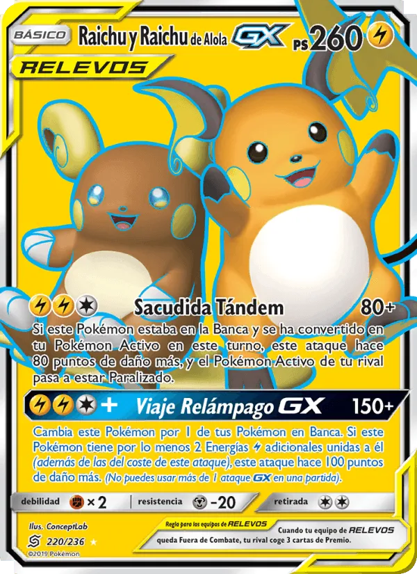 Raichu y Raichu de Alola GX · Mentes Unidas 220/236