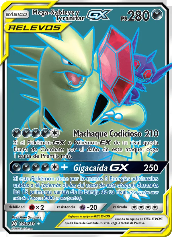 Mega-Sableye y Tyranitar GX · Mentes Unidas 225/236