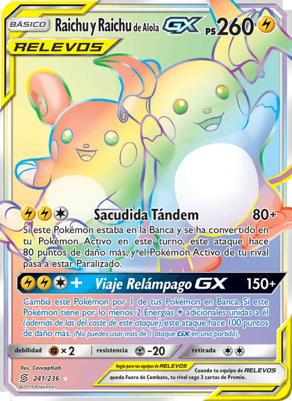 Raichu y Raichu de Alola GX · Mentes Unidas 241/236