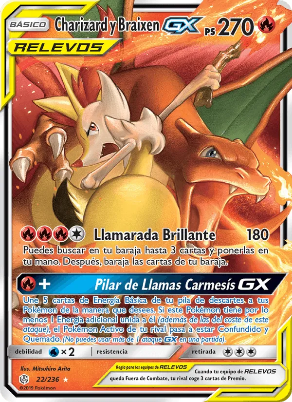 Charizard y Braixen GX · Eclipse Cósmico 22/236
