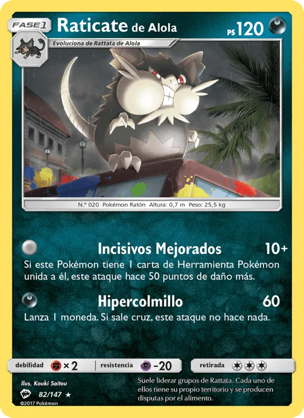 Raticate de Alola · Sombras Ardientes 82/147