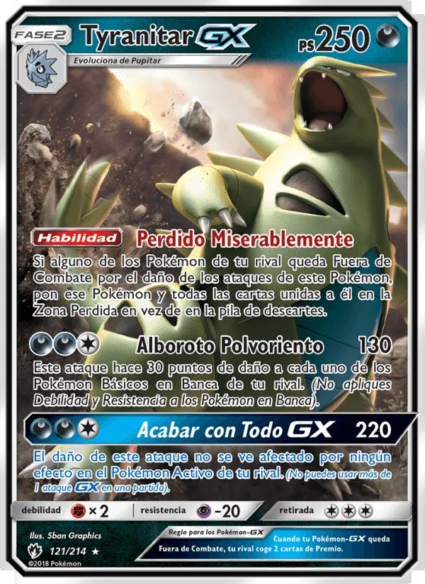 Tyranitar GX · Truenos Perdidos 121/214