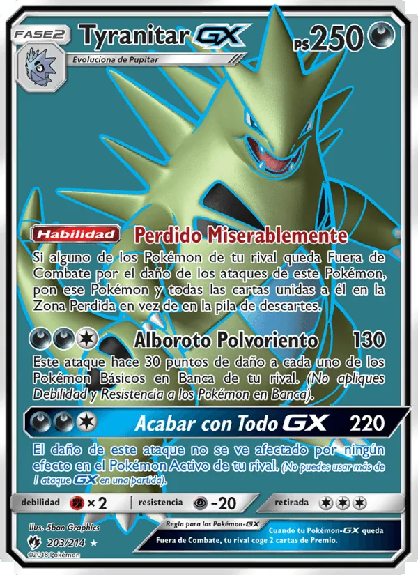 Tyranitar GX · Truenos Perdidos 203/214