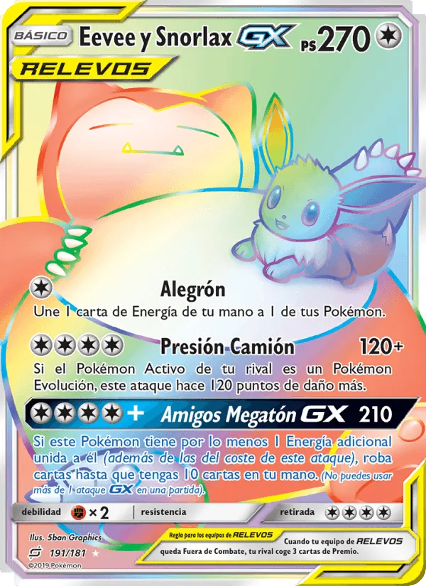 Eevee y Snorlax GX · Union de Aliados 191/181