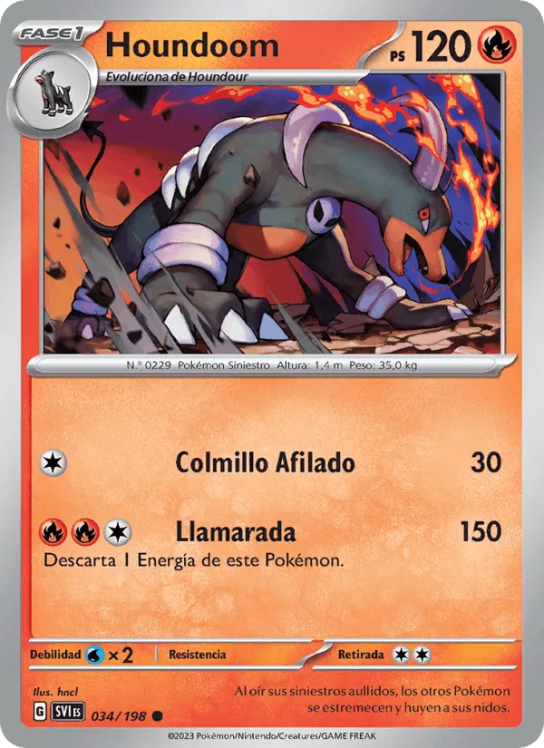 Houndoom · Escarlata y Púrpura 034/198