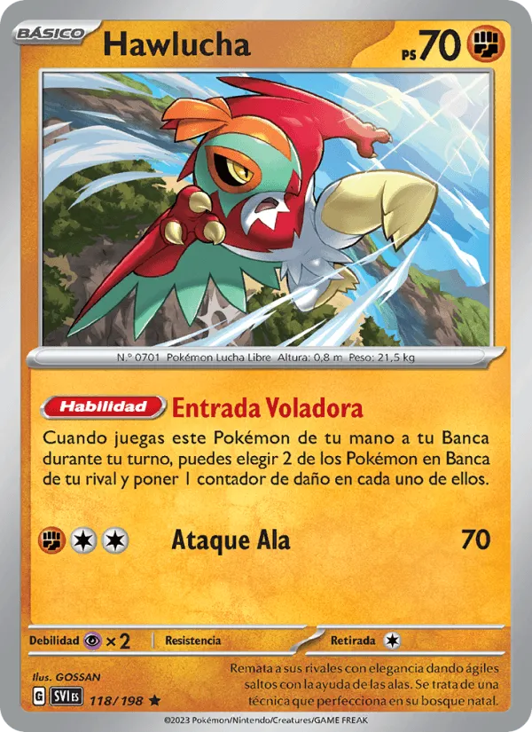 Hawlucha · Escarlata y Púrpura 118/198