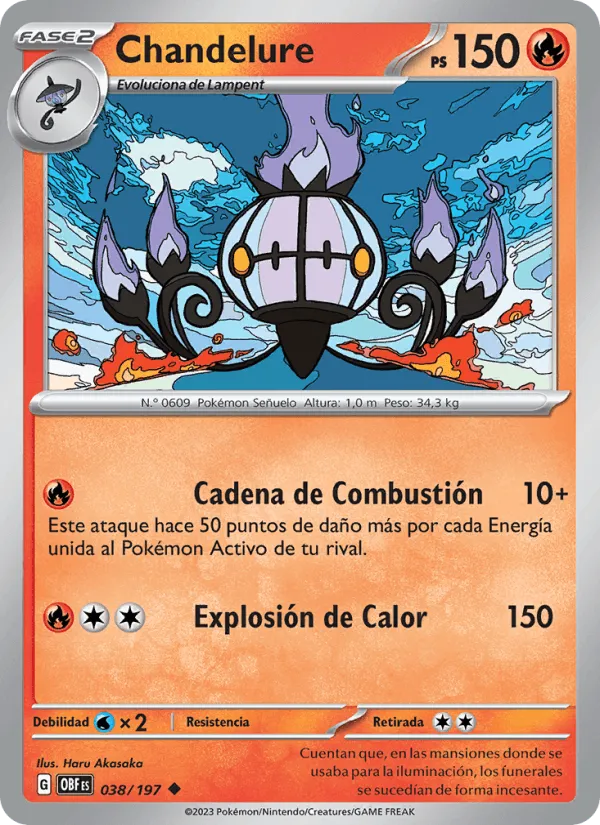 Chandelure · Llamas Obsidianas 038/197