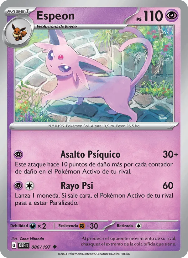 Espeon · Llamas Obsidianas 086/197