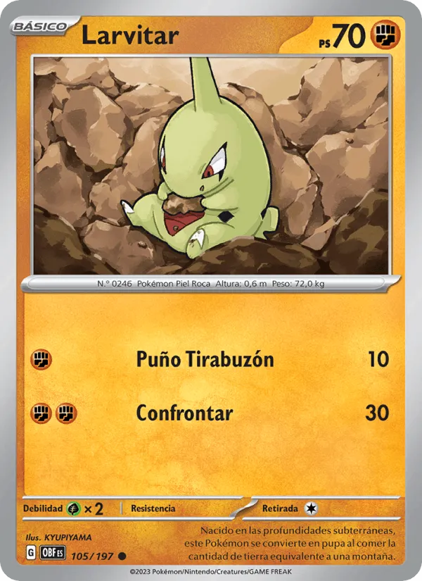 Larvitar · Llamas Obsidianas 105/197