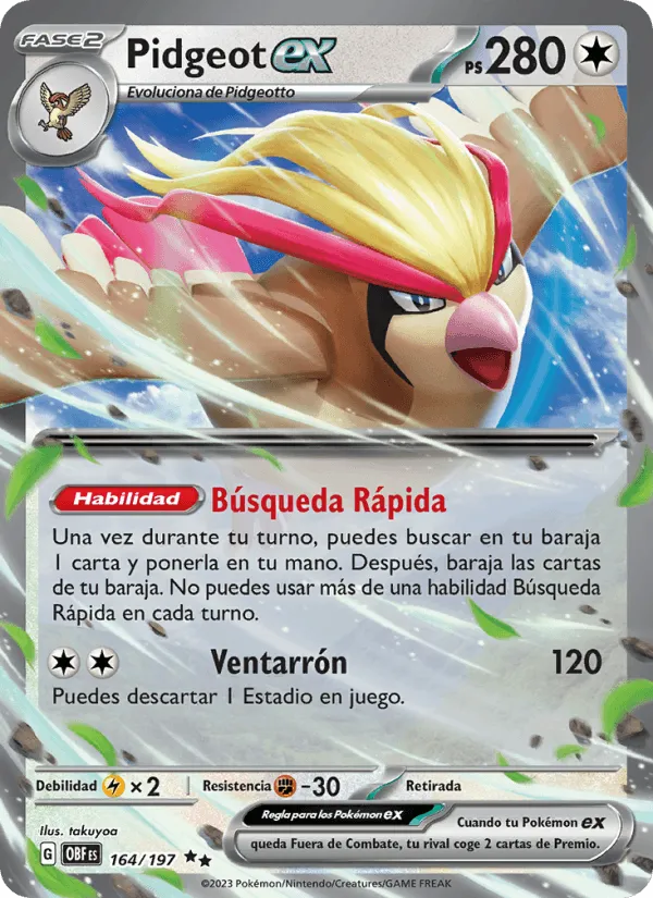 Pidgeot ex · Llamas Obsidianas 164/197
