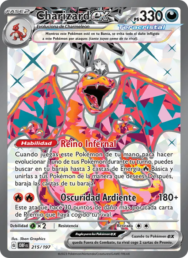 Charizard ex · Llamas Obsidianas 215/197