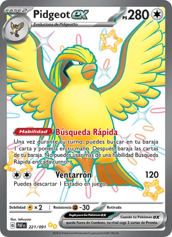 Pidgeot ex · Destinos de Paldea 221/91