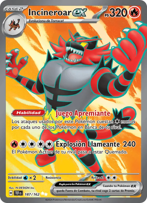 Incineroar ex · Fuerzas Temporales 187/162