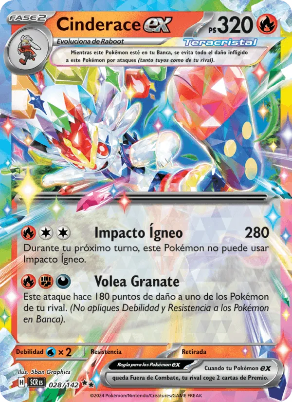 Cinderace ex · Corona Astral 028/142