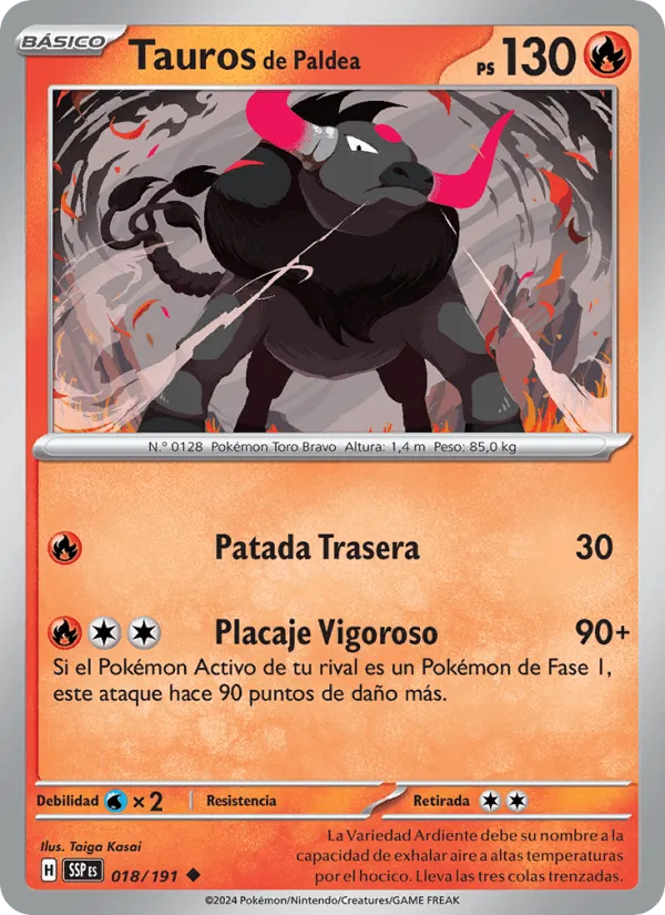 Tauros de Paldea · Chispas Fulgurantes 018/191